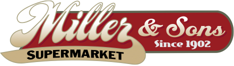 A theme logo of Miller and Sons Supermarket
